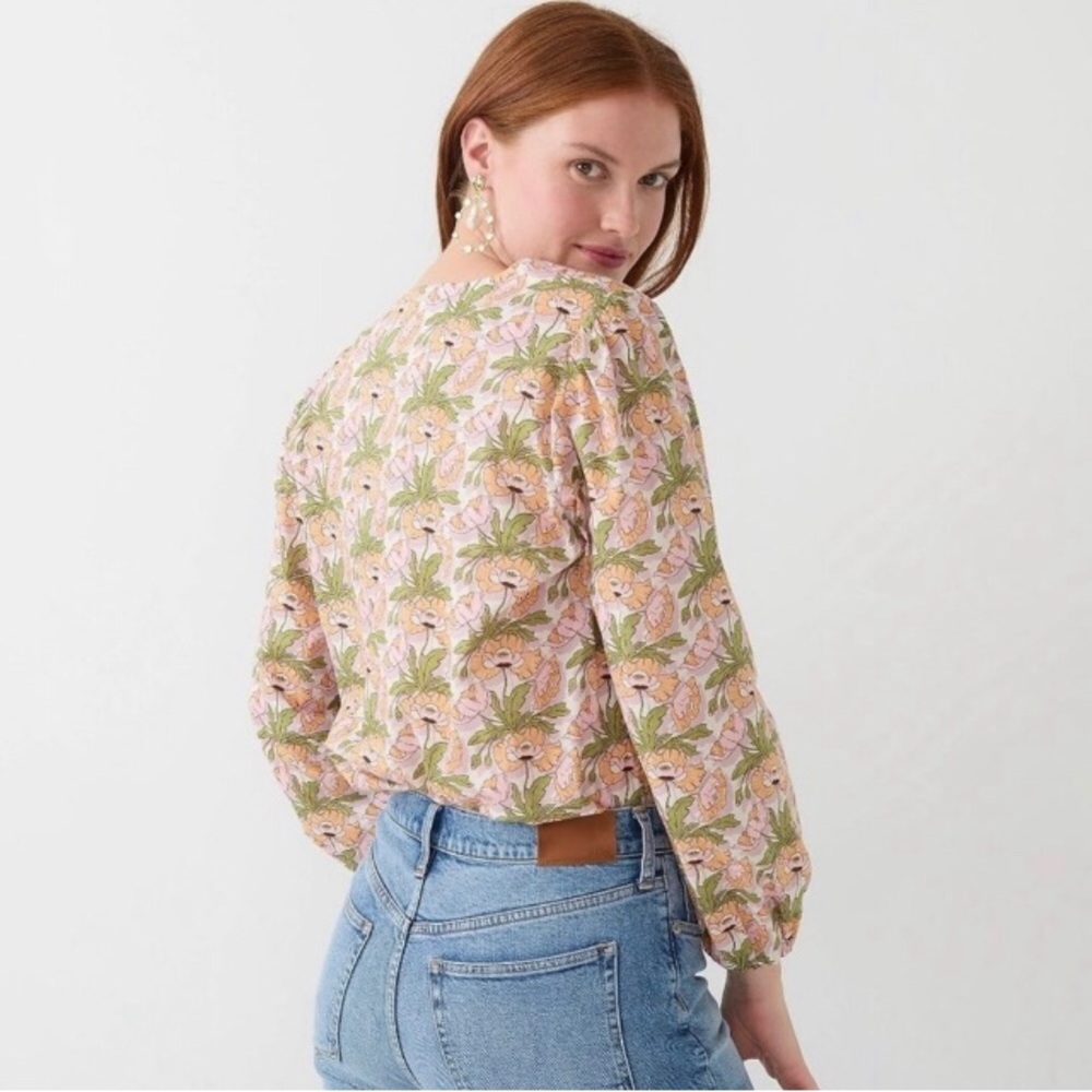J. Crew Liberty Fabrics Keyhole Popover in Butterfield Poppy Floral size S